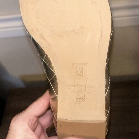 Bruno Magli Gold Quilted Metallic Slip On Ballet Leather Flats Size 38.5US 8.5 - Picture 8 of 9